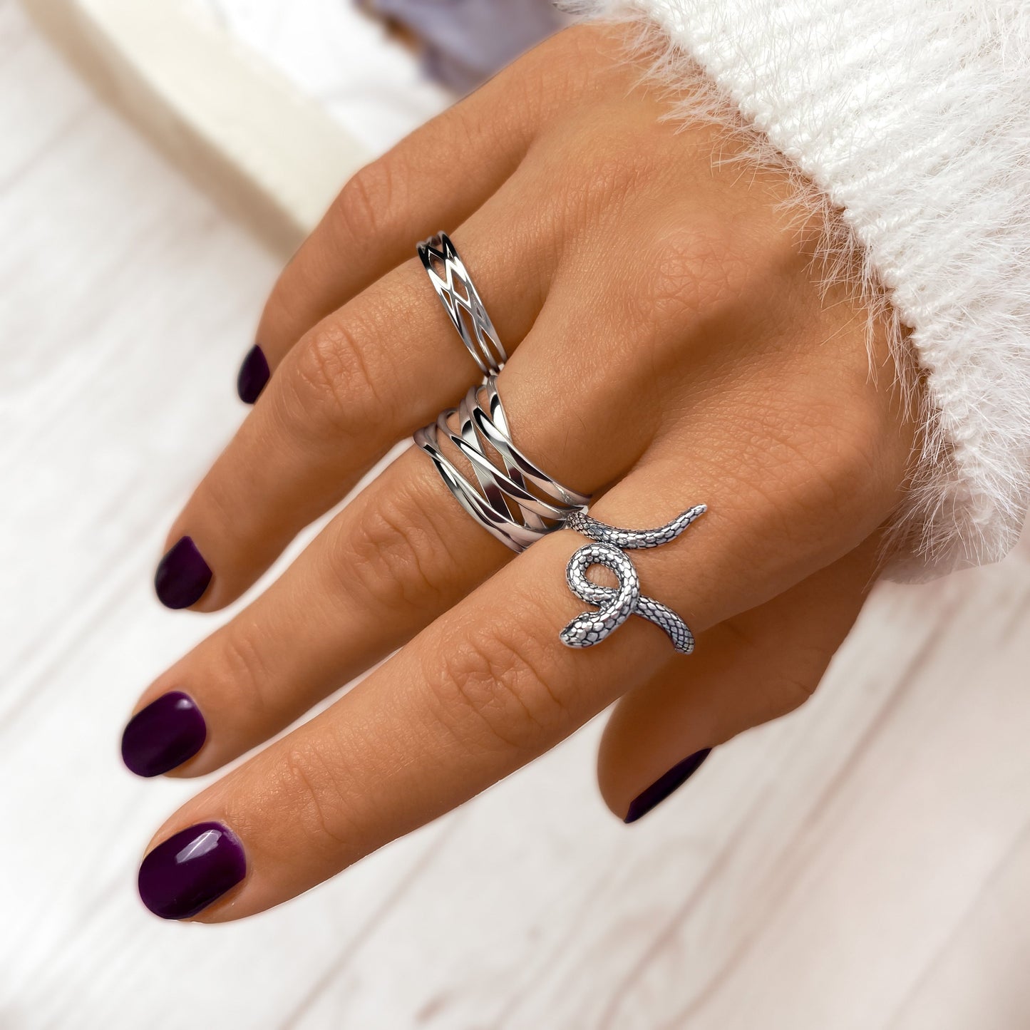 Vertakte Ring Stijlvolle Zilveren Sieraden