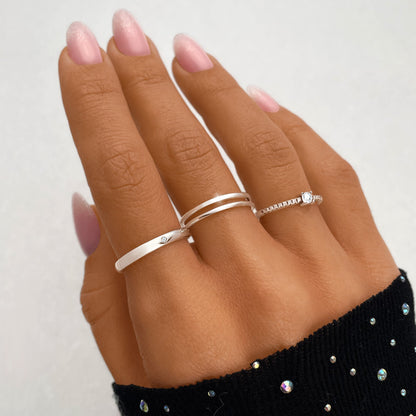Dubbele Ring Sieraden Amaya Zilverkleurig