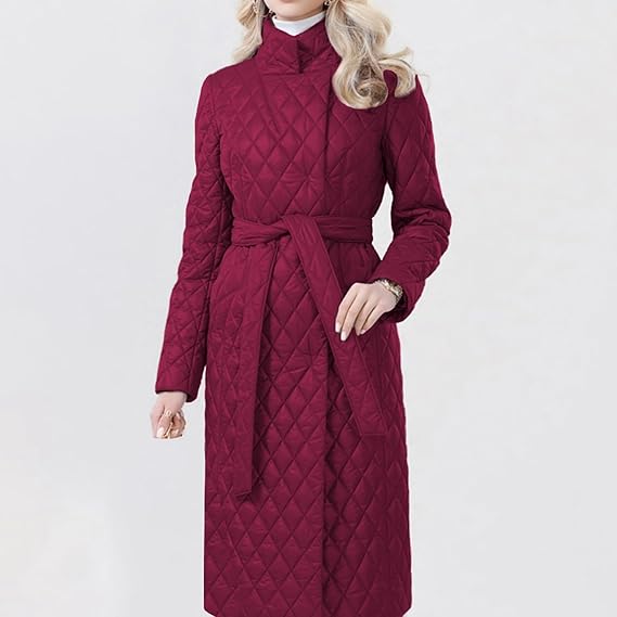Lange Gewatteerde Jas Dames Elegante Warm