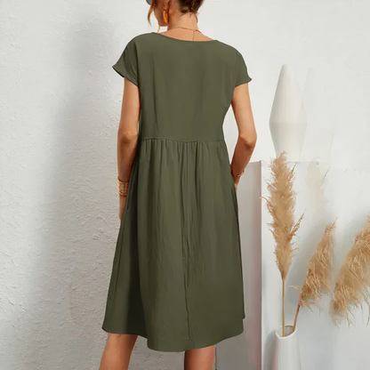 VELANORA | Elena - Elegante en Comfortabele Knielange Jurk met Zakken!