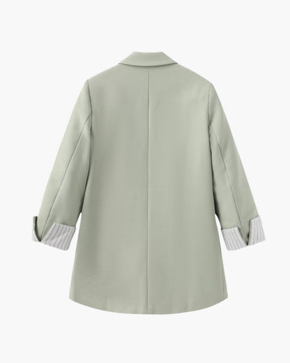 Plus Size Blazer Groen Dubbelzijdig Overslag Mouwen