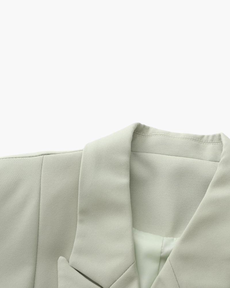 Plus Size Blazer Groen Dubbelzijdig Overslag Mouwen