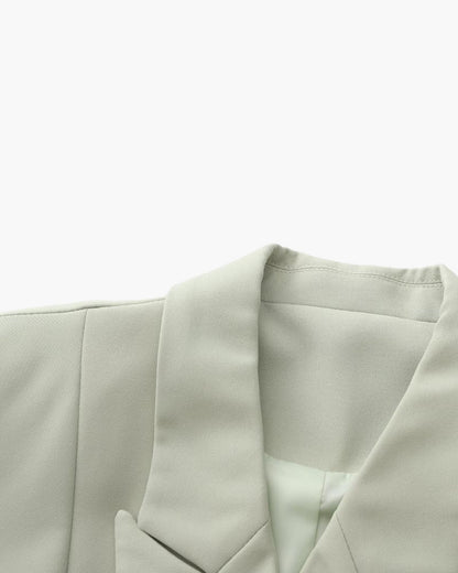 Plus Size Blazer Groen Dubbelzijdig Overslag Mouwen