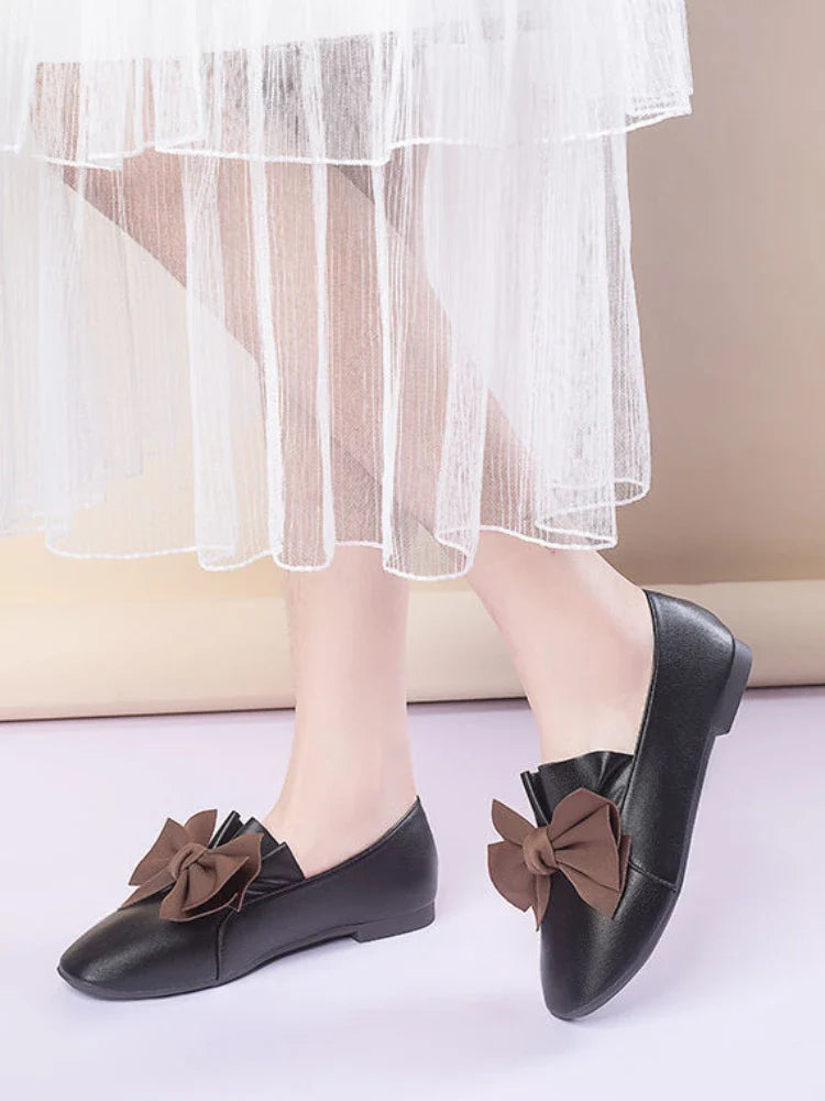 Zomerse Dames Loafers met Strik - Comfortabele Platte Schoenen van Aurora Stijl