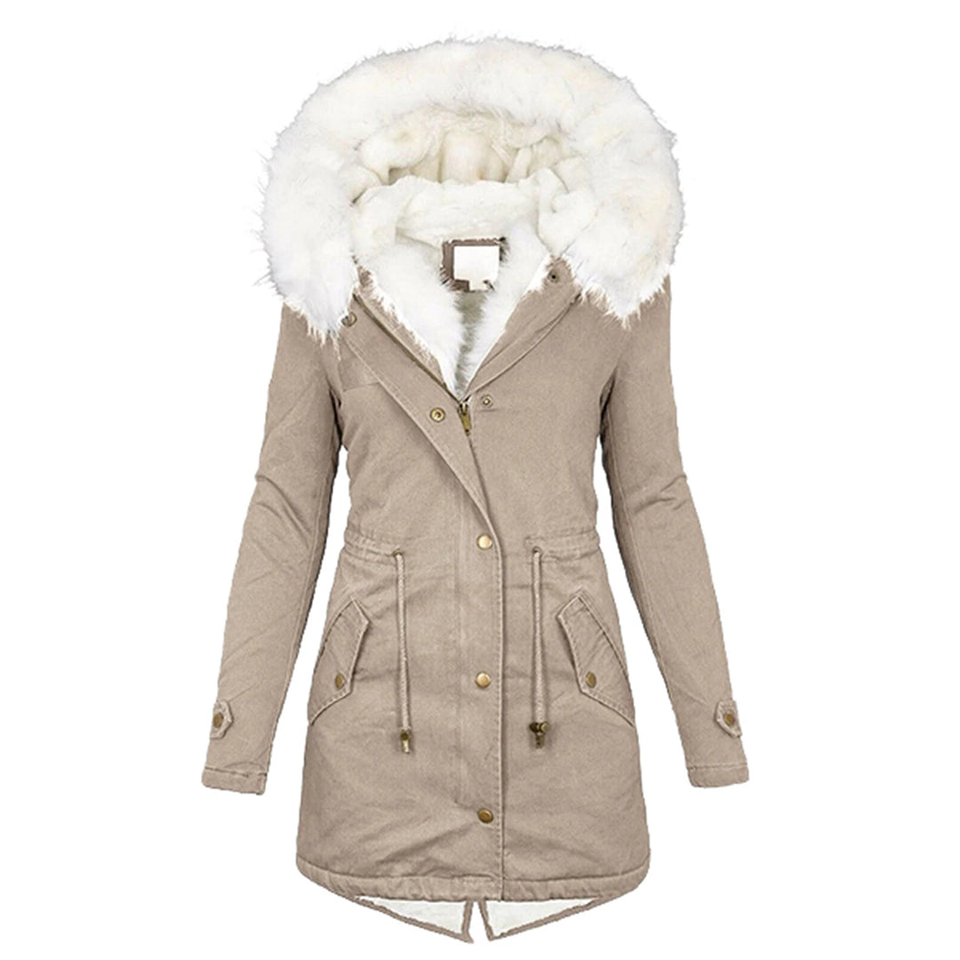Dames Winterjas Fleece Gevoerd met Capuchon