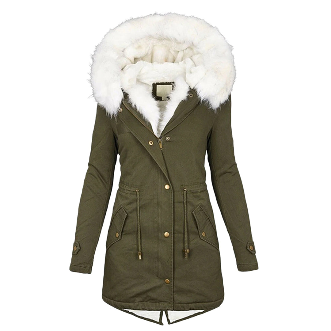 Dames Winterjas Fleece Gevoerd met Capuchon