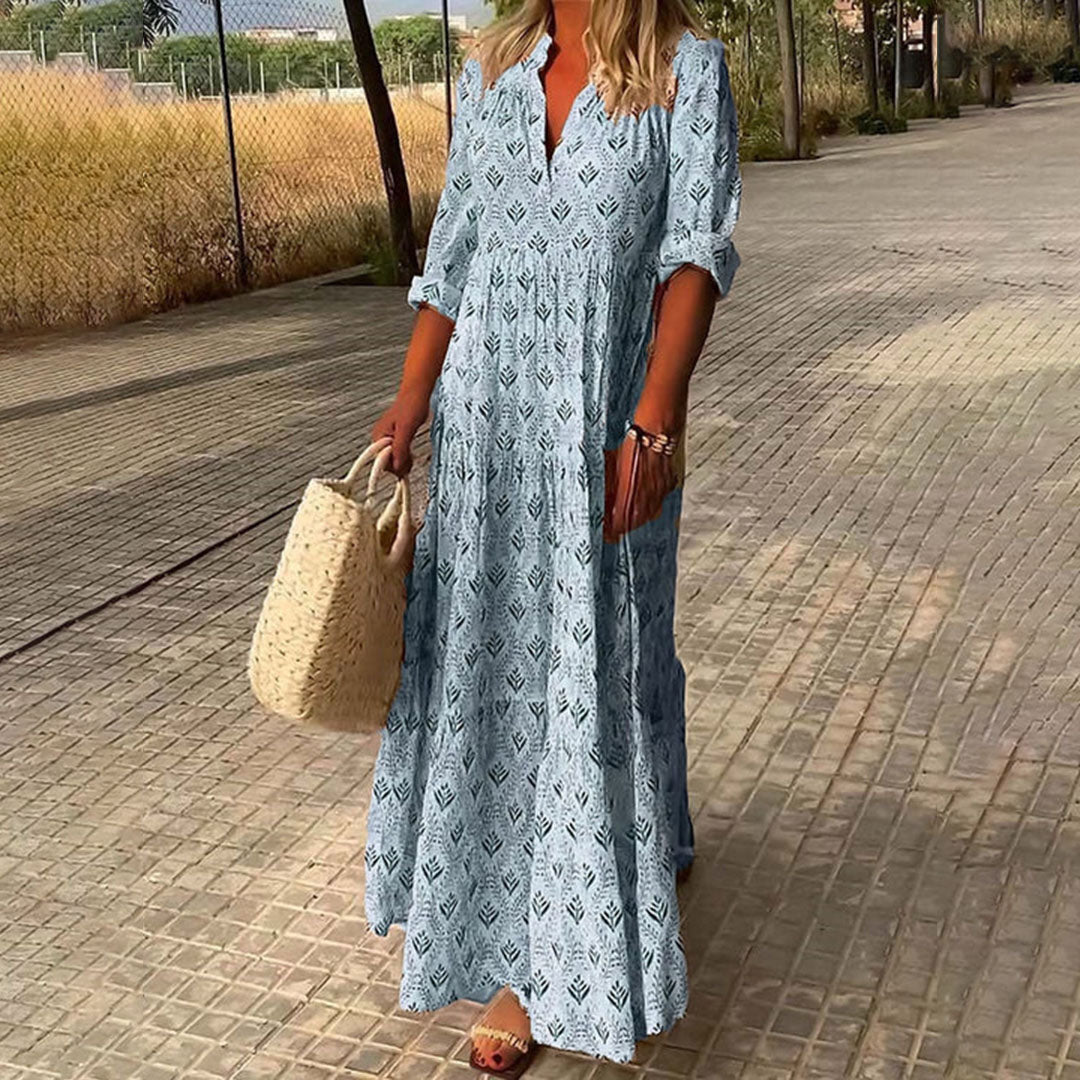 Isabella | Lange boho-maxi-jurk met V-hals 0