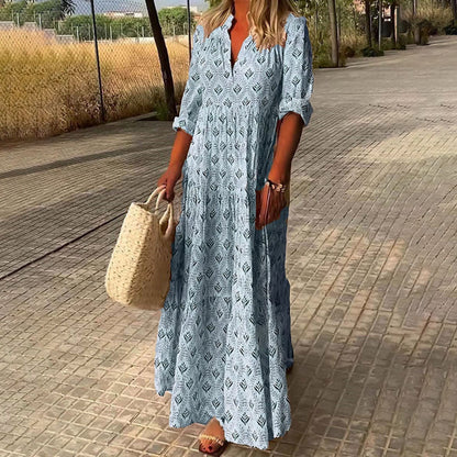 Isabella | Lange boho-maxi-jurk met V-hals 0