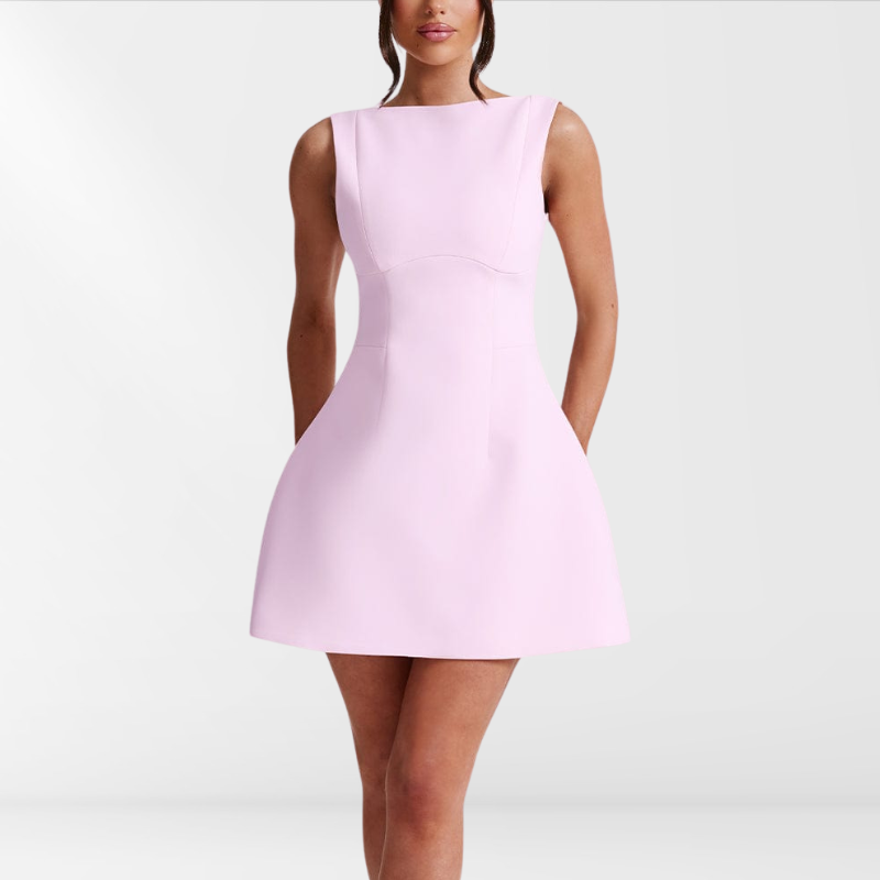 Mouwloze Zomerjurk Roze Halternek Jurk voor Vrouw - Mode Vibes