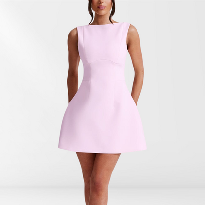 Mouwloze Zomerjurk Roze Halternek Jurk voor Vrouw - Mode Vibes