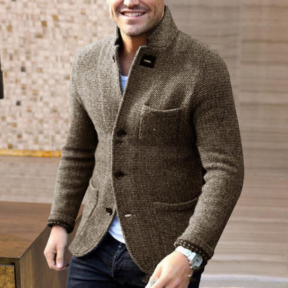 Heren Cardigan Gebreid met Knopen Warm Grijs