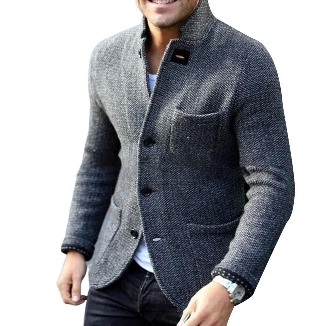 Heren Cardigan Gebreid met Knopen Warm Grijs