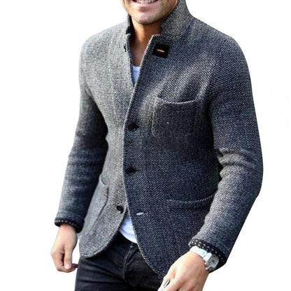Heren Cardigan Gebreid met Knopen Warm Grijs