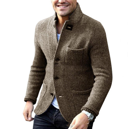 Heren Cardigan Gebreid met Knopen Warm Grijs