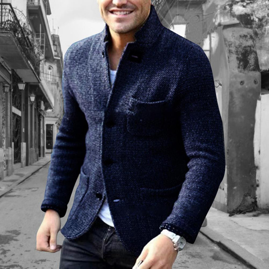 Heren Cardigan Gebreid met Knopen Warm Grijs