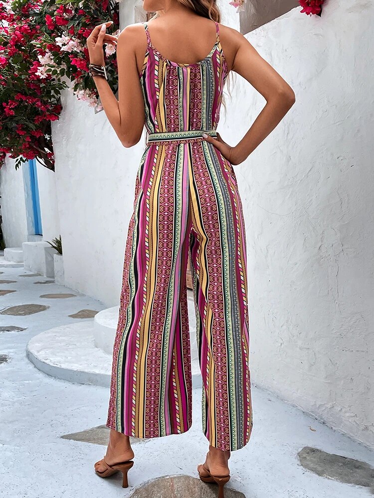 Boho Jumpsuit met Spaghetti Banden voor Vrouw