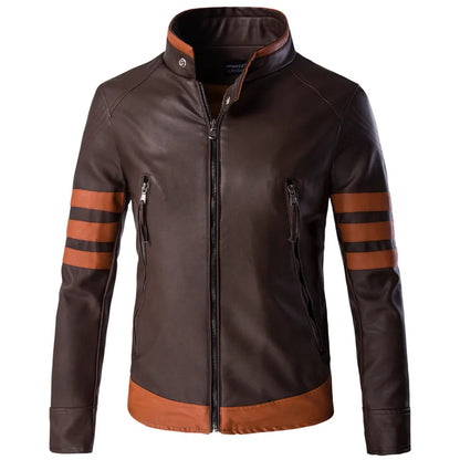 Heren Leren Jack Vintage Retro Look met Strepen - Mode Vibes