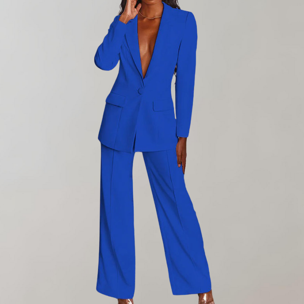 Dames Blazer Broek Set Elegant Zwart Costume
