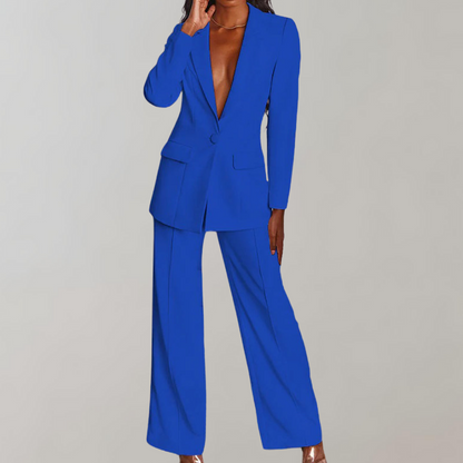 Dames Blazer Broek Set Elegant Zwart Costume