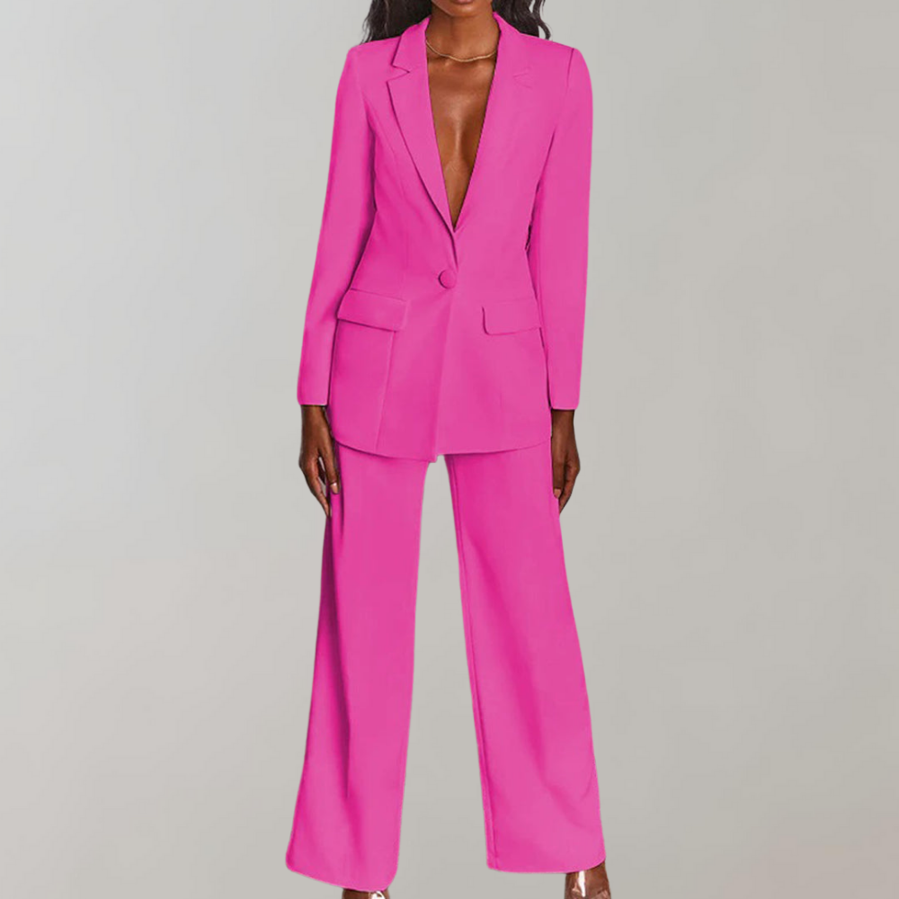 Dames Blazer Broek Set Elegant Zwart Costume