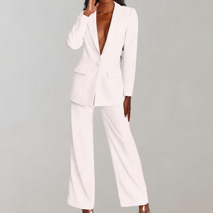 Dames Blazer Broek Set Elegant Zwart Costume
