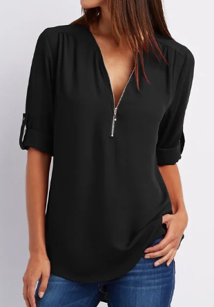 Vrouwen Blouse Met Ritssluiting Comfortabel en Stijlvol