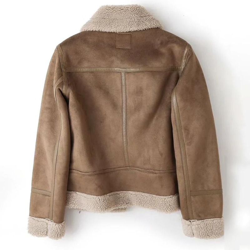 Jade Dames Leren Jasje | Zwart Leer met Sherpa Voering, Stoer en Elegant 1
