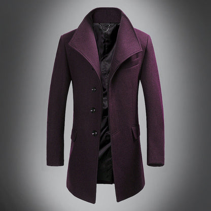 Heren Wol Overjas – Slim Fit Enkelsluiting met Reverskraag – Klassieke Winterjas