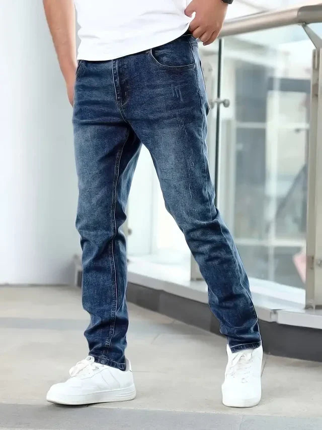 Herengrondige Jeans Met Veel Zakken en Elegante Pasvorm - Mode Vibes