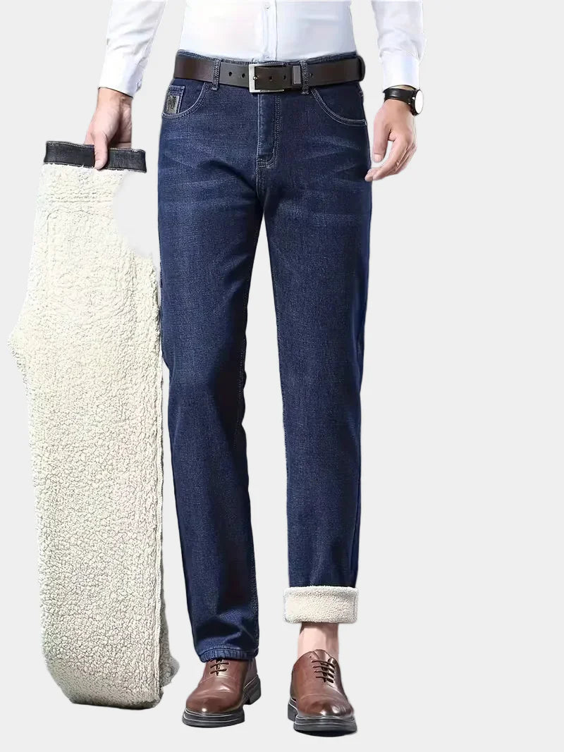 Jeans met fleece-voering en regular fit
