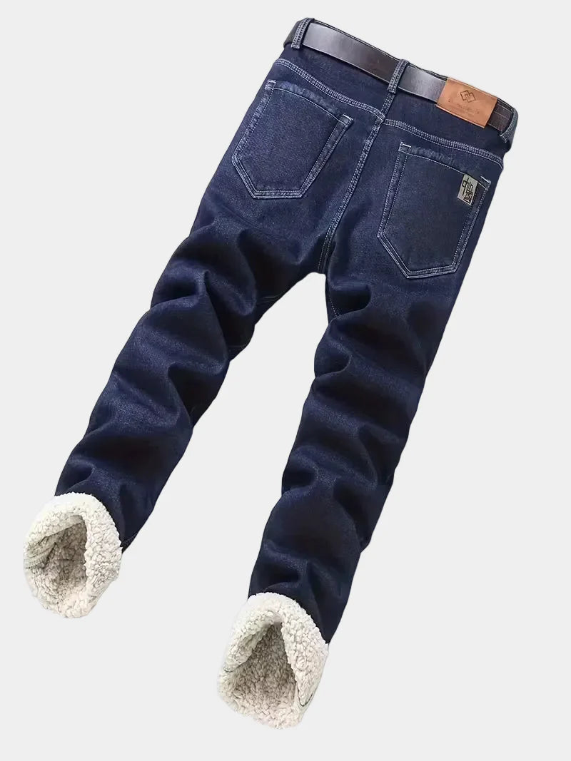Jeans met fleece-voering en regular fit