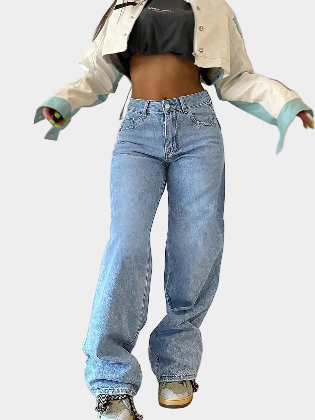 Jeans met Elastische Taille en Rechte Pijpen Comfort Fit - Mode Vibes