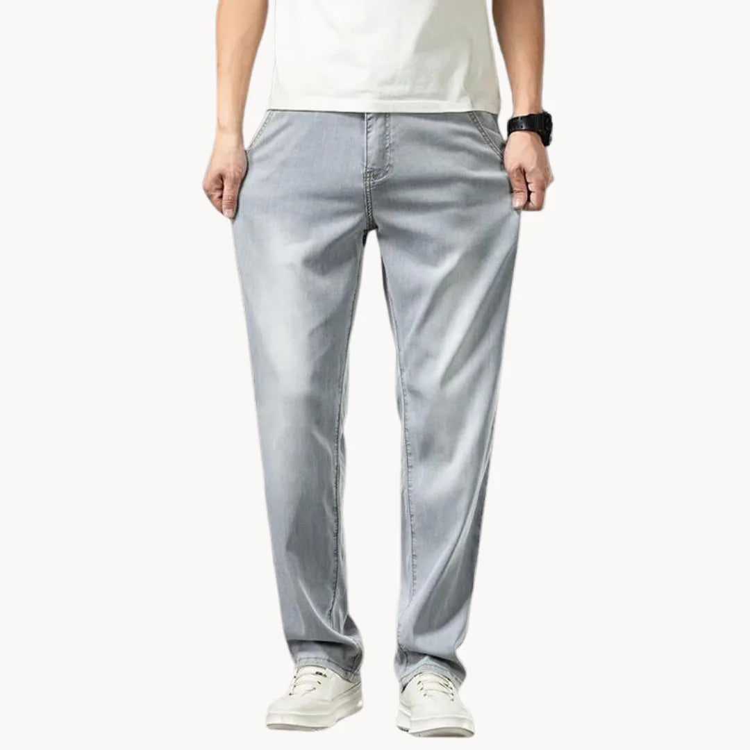 Lichte Denim Jeans Rechte Pasvorm Mannen - Mode Vibes