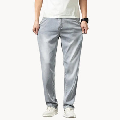 Lichte Denim Jeans Rechte Pasvorm Mannen - Mode Vibes