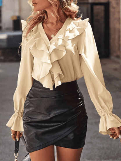 Jessica | Blusa a maniche lunghe con volant ed eleganza