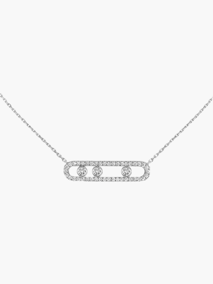 Ketting met Bewegende Diamanten Verfijnd Zilver