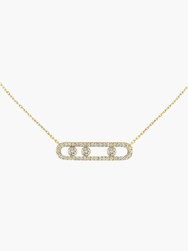 Ketting met Bewegende Diamanten Verfijnd Zilver