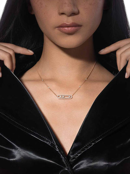 Ketting met Bewegende Diamanten Verfijnd Zilver