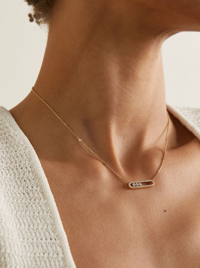 Ketting met Bewegende Diamanten Verfijnd Zilver