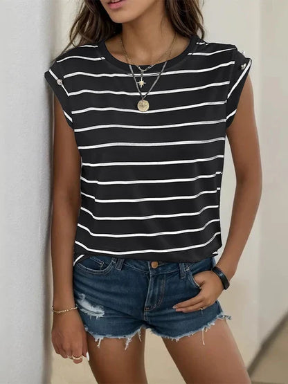 Koreaanse Retrostijl Gestreepte Zomer Top voor Dames
