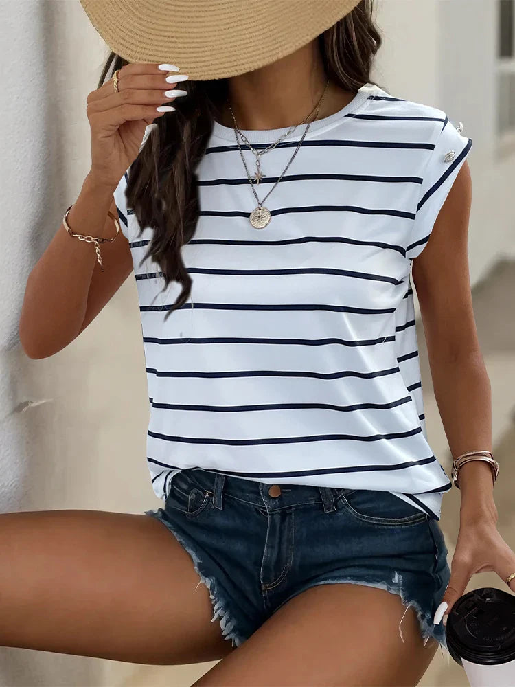 Koreaanse Retrostijl Gestreepte Zomer Top voor Dames