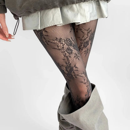 Julia | Eleganti collant traforati con motivo floreale