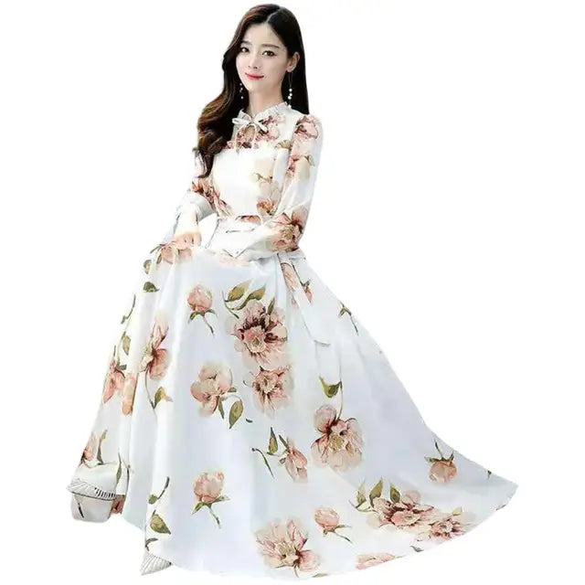 Eleganza Lang Mouwen Maxi Jurk