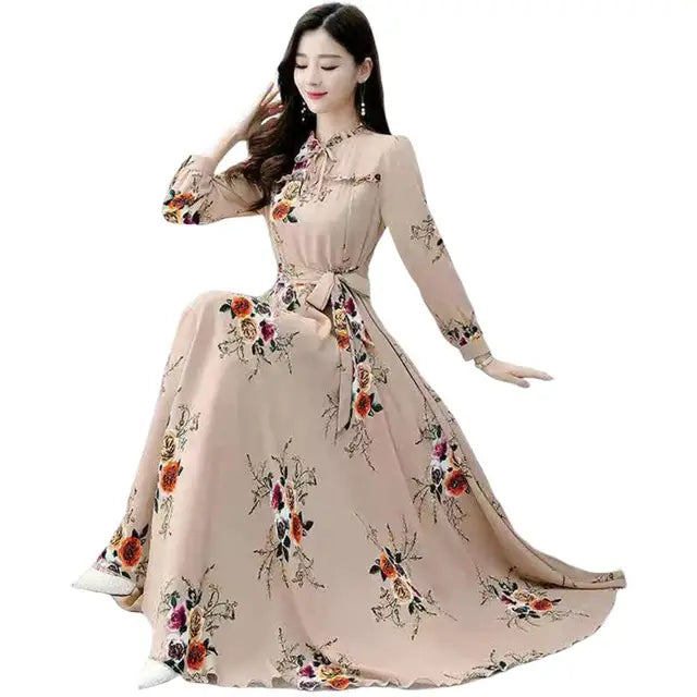 Eleganza Lang Mouwen Maxi Jurk