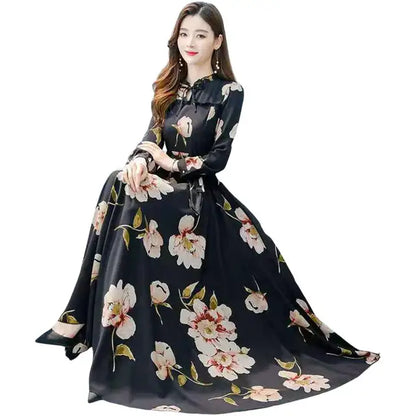 Eleganza Lang Mouwen Maxi Jurk