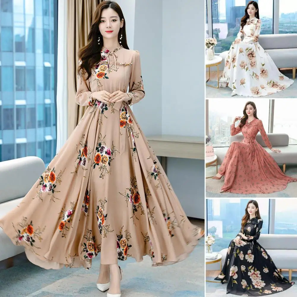 Eleganza Lang Mouwen Maxi Jurk