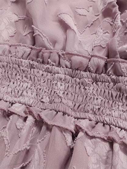 Damesjurken 2024 - V-hals, hoge taille, gestreepte  langejurk met jacquardmotief