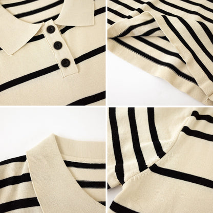 ChicAllure Gestreepte Knit Jurk met Kraag
