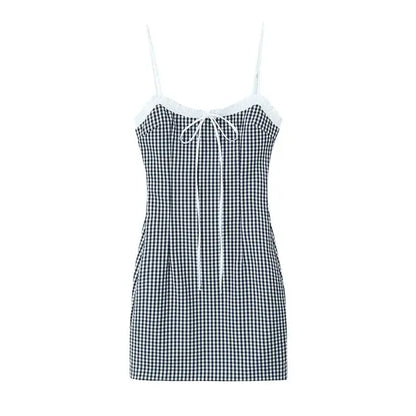 Betoverende Zomerse Chic: De "Zonnestraal" Checkered Tube Top Sling Mini Jurk