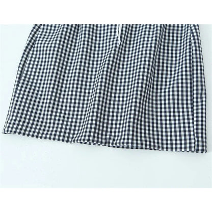 Betoverende Zomerse Chic: De "Zonnestraal" Checkered Tube Top Sling Mini Jurk